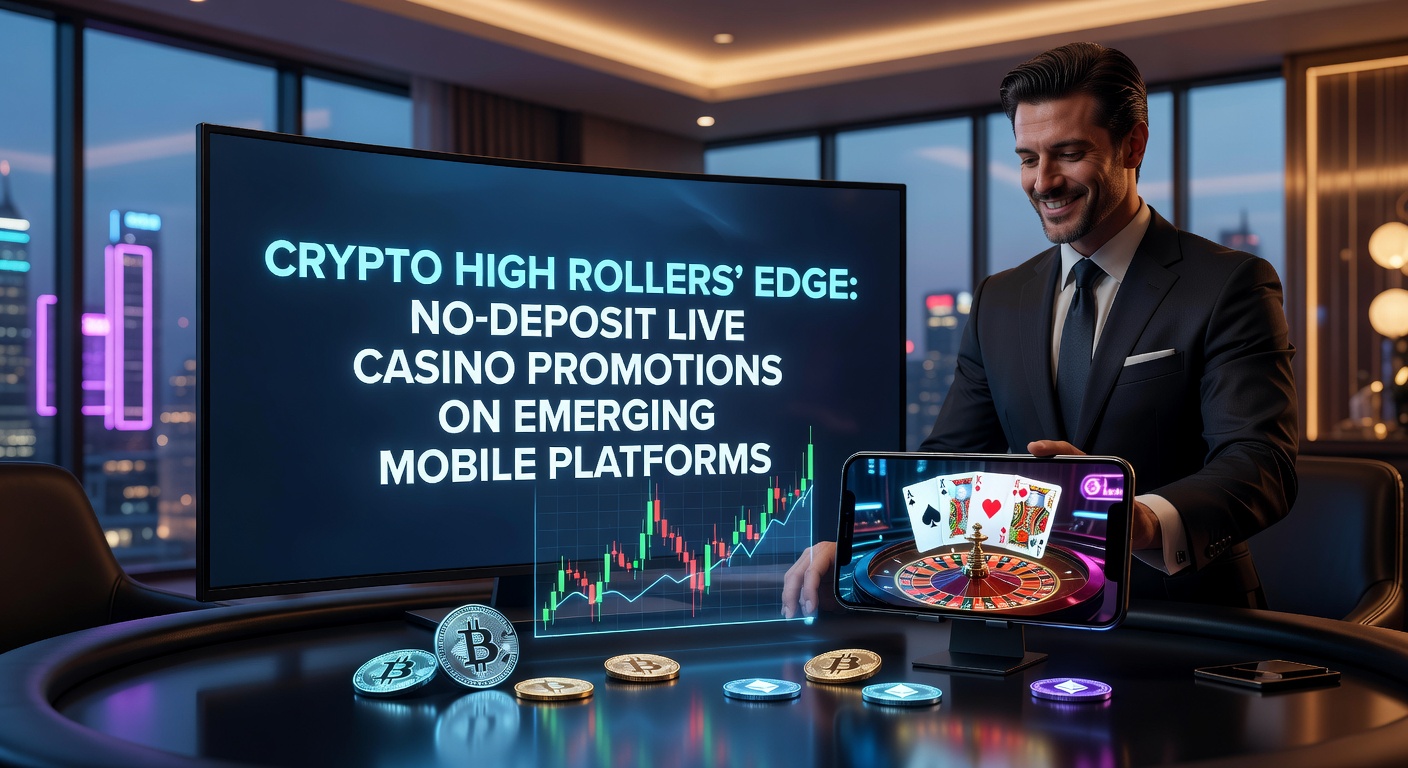 Screenshot of a sleek mobile casino app interface showing live dealer blackjack with crypto wallet integration and a no-deposit bonus popup