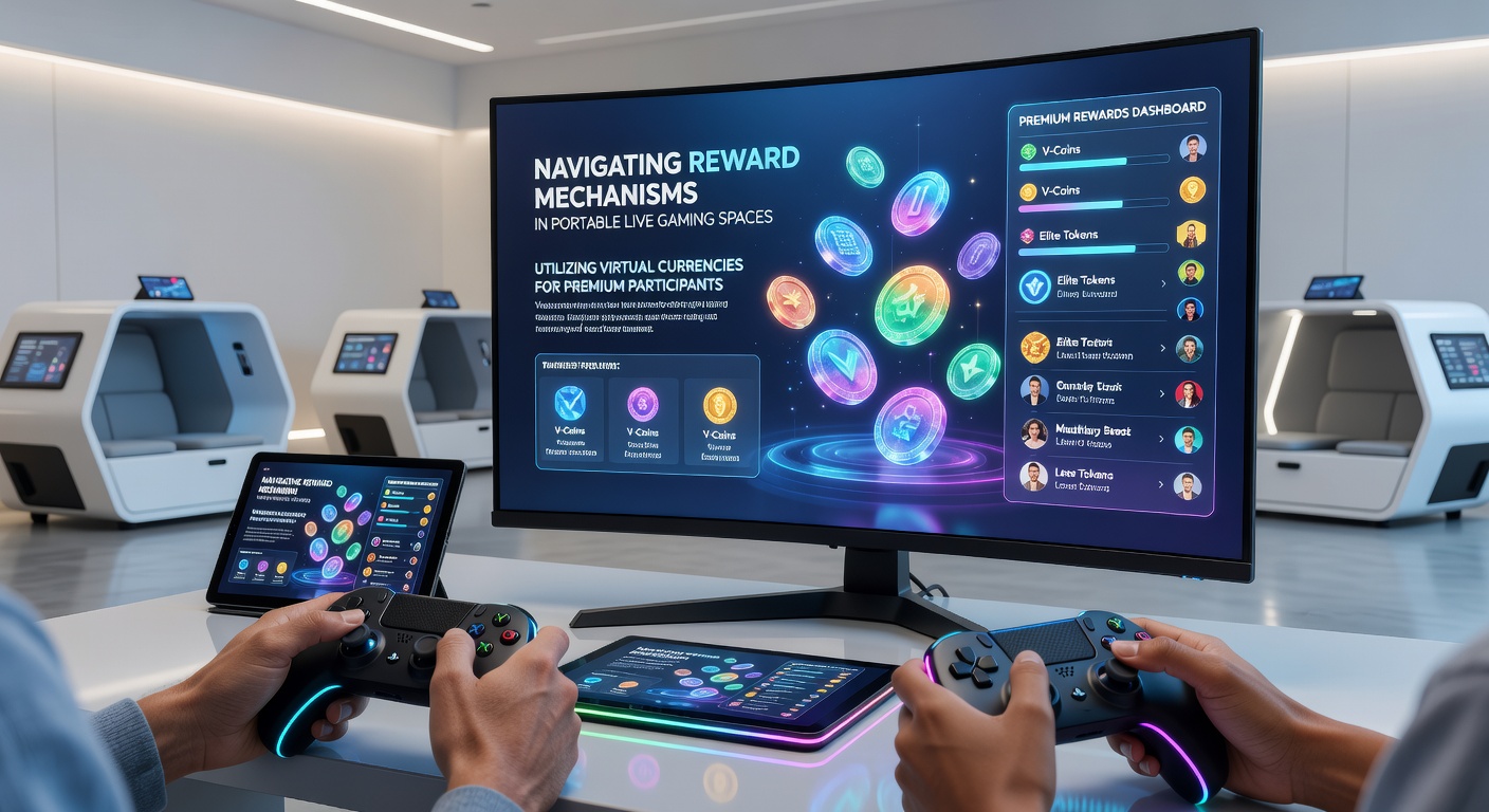 Mobile live gaming interface showing virtual currency rewards and premium participant dashboard
