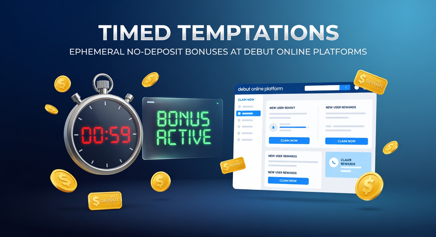 Screenshot of a mobile casino app displaying a countdown timer for a no-deposit bonus, with free credits and slot games highlighted during a platform's launch event